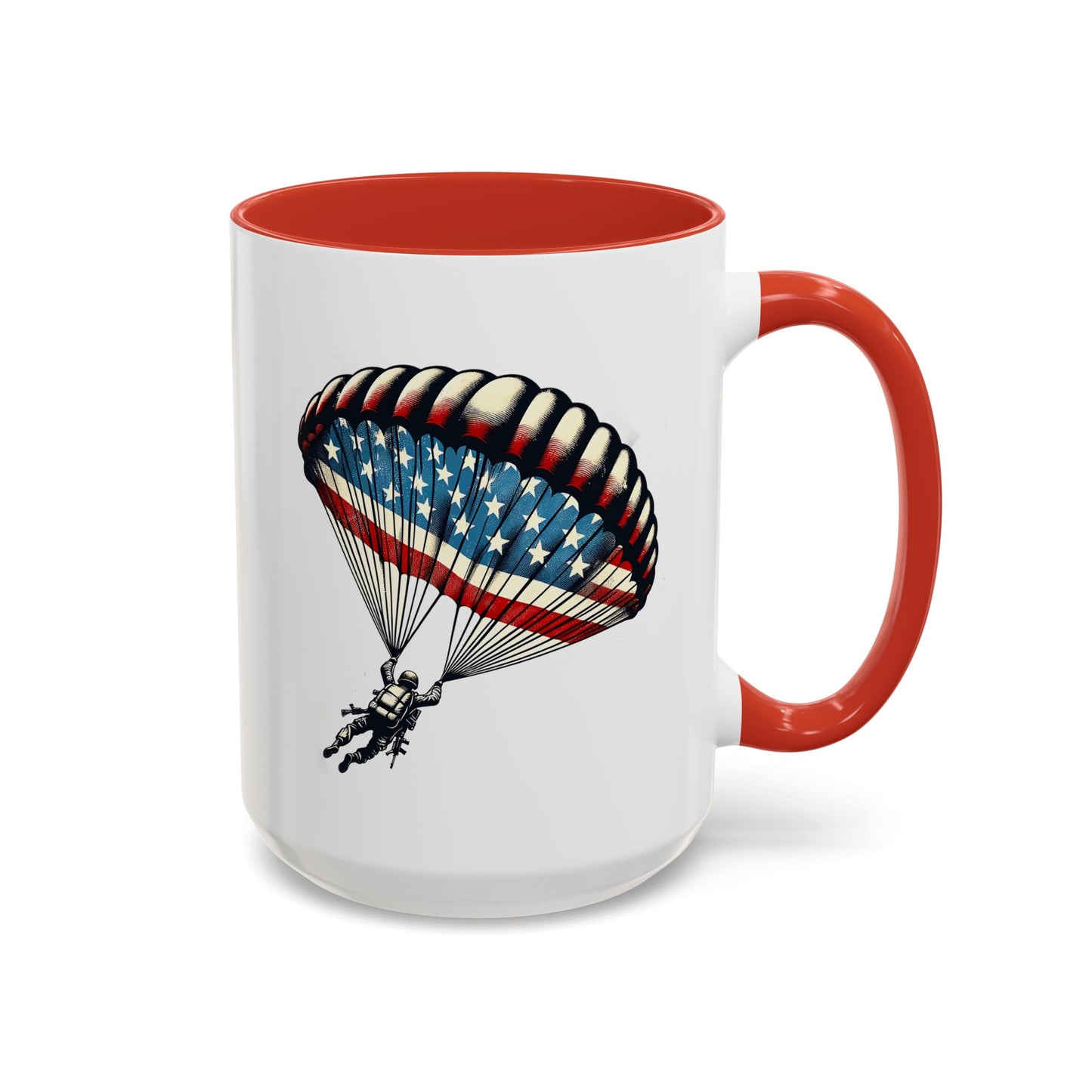 4th of July Mug - Airborne Soldier Parachute Flag