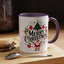 Christmas Mug - Merry Christmas Black Text Santa Reindeer Snowmen Ornaments
