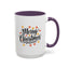 Christmas Mug - Merry Christmas Black Text Fall Leaves