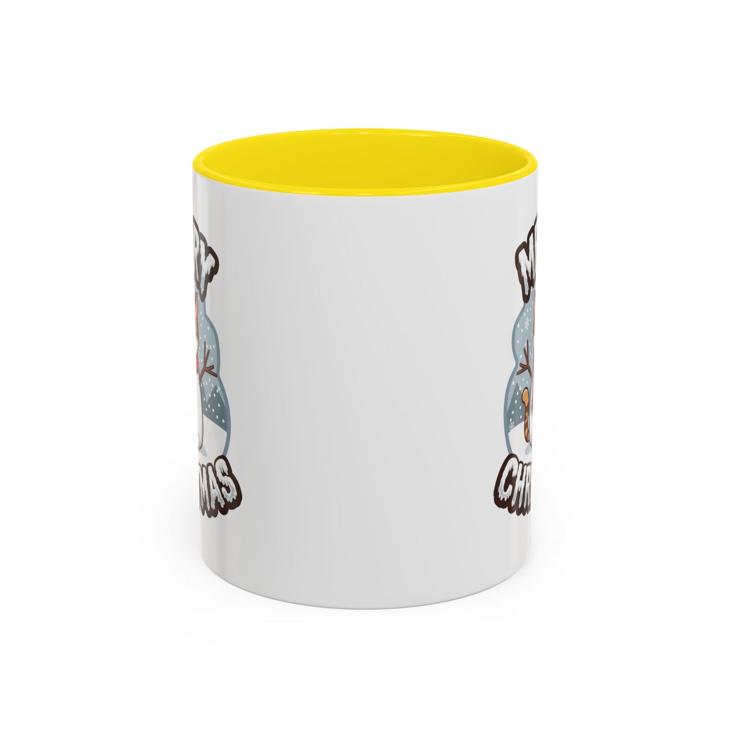 Christmas Mug - Merry Christmas Black & White Text Snowman Cat