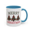 Christmas Mug - Merry Christmas Green & Red Text Decorative Trees
