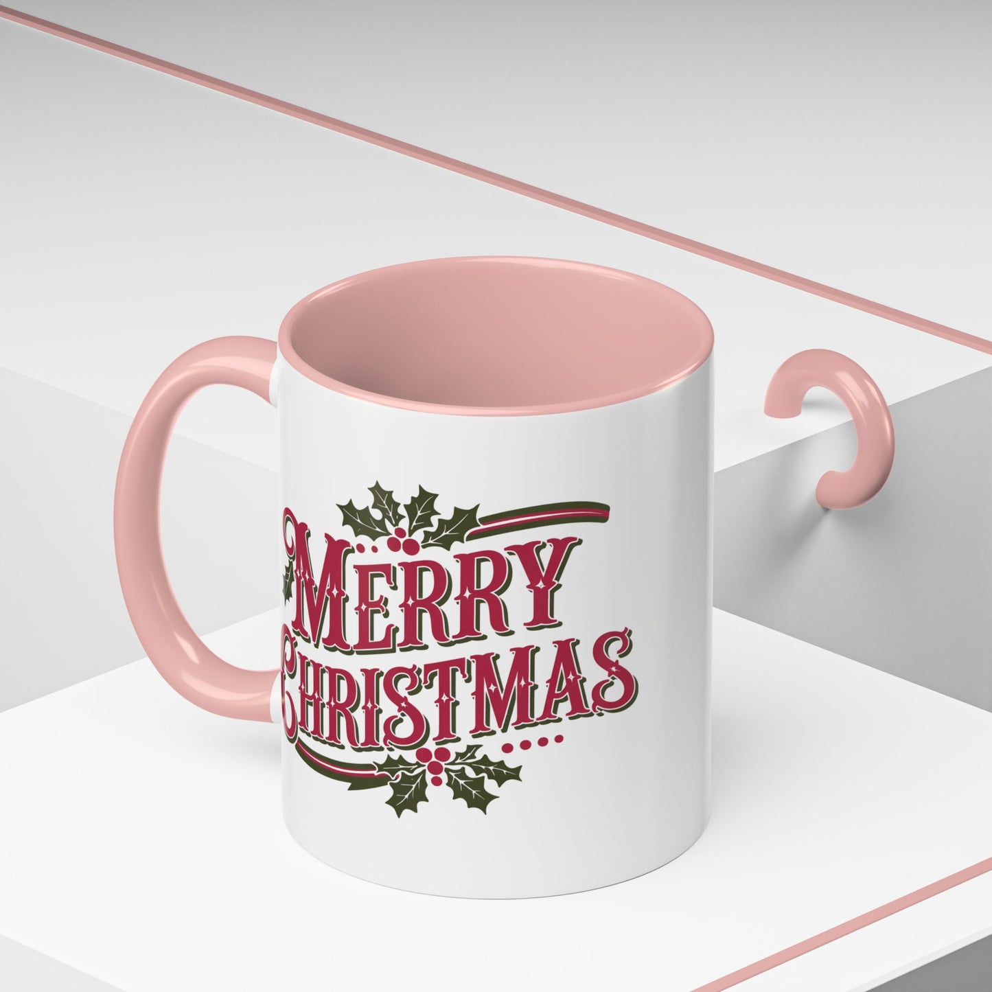 Christmas Mug - Merry Christmas Maroon & Green Text Decorations