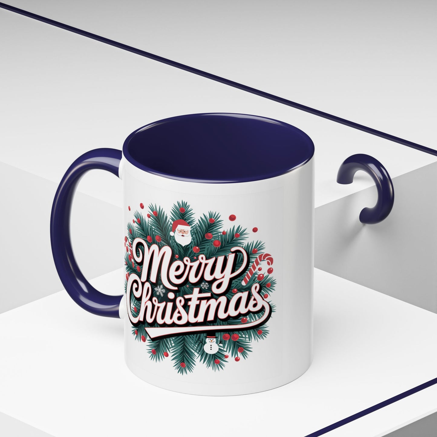 Christmas Mug - Merry Christmas White & Red Embossed Text