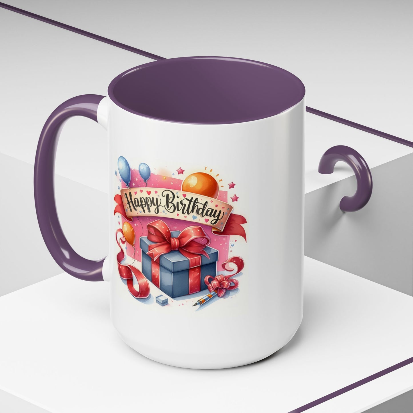Birthday Mug - Present Pen Balloons