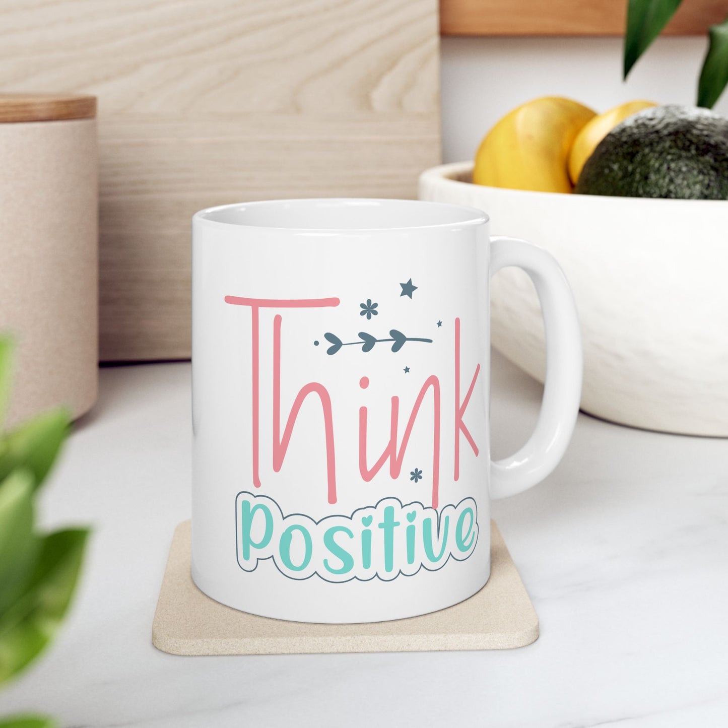 Motivation Mug - Think Positive Colorful