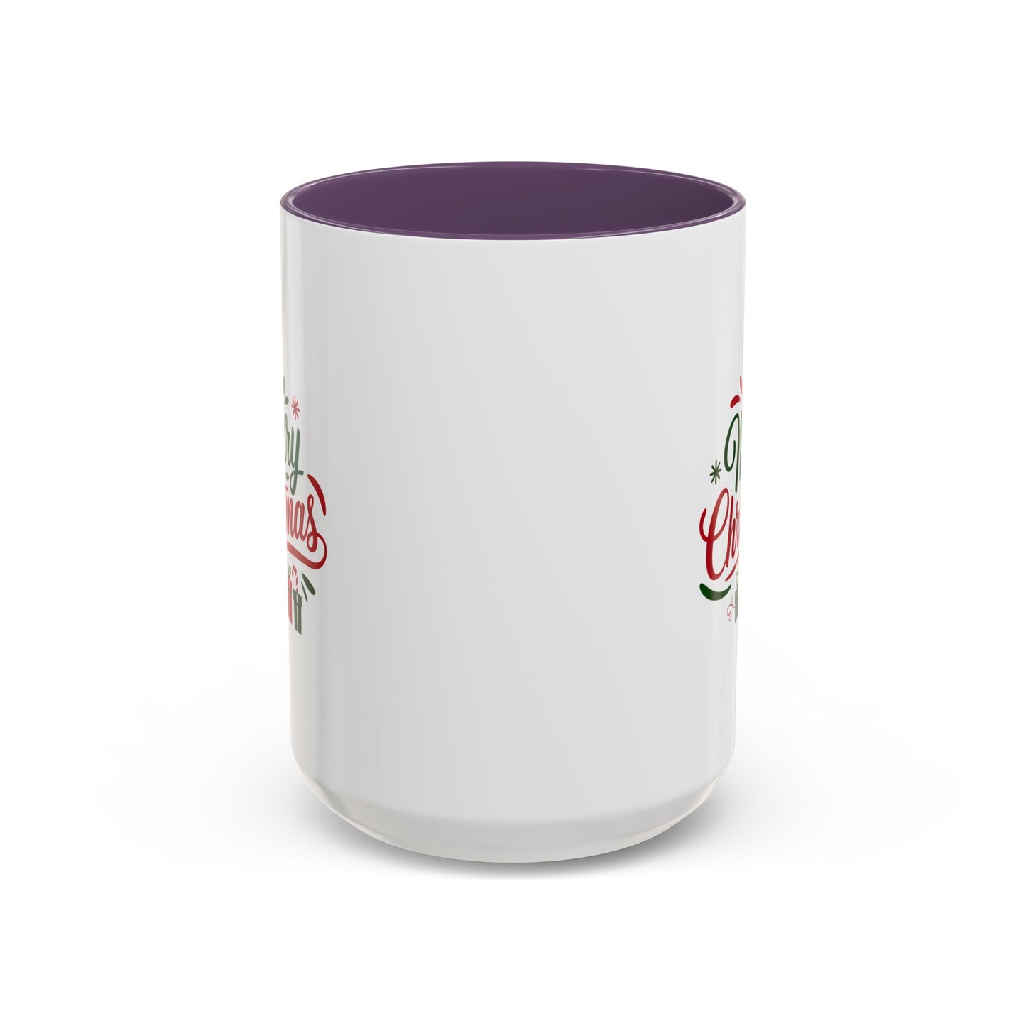 Christmas Mug - Merry Christmas Green & Red Text Tree Snowflakes Presents