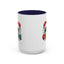 Christmas Mug - Merry Christmas Green Red Yellow and Blue Text Red Hats