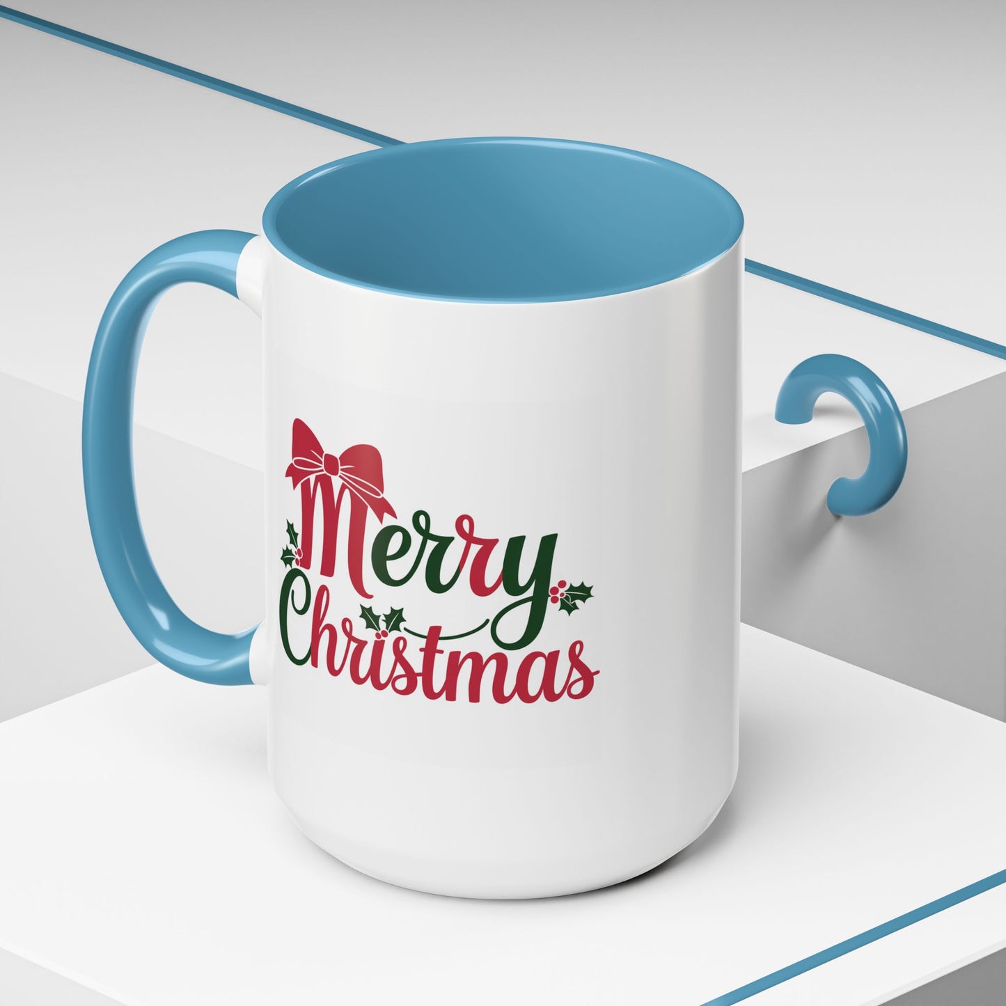 Christmas Mug - Merry Christmas Red & Green Text Bow