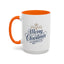Christmas Mug - Merry Christmas Blue Text Gold Ornaments