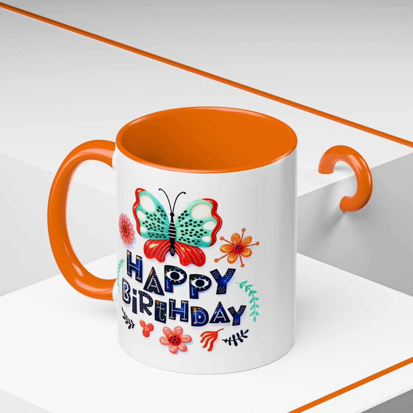 Birthday Mug - Butterfly Flowers