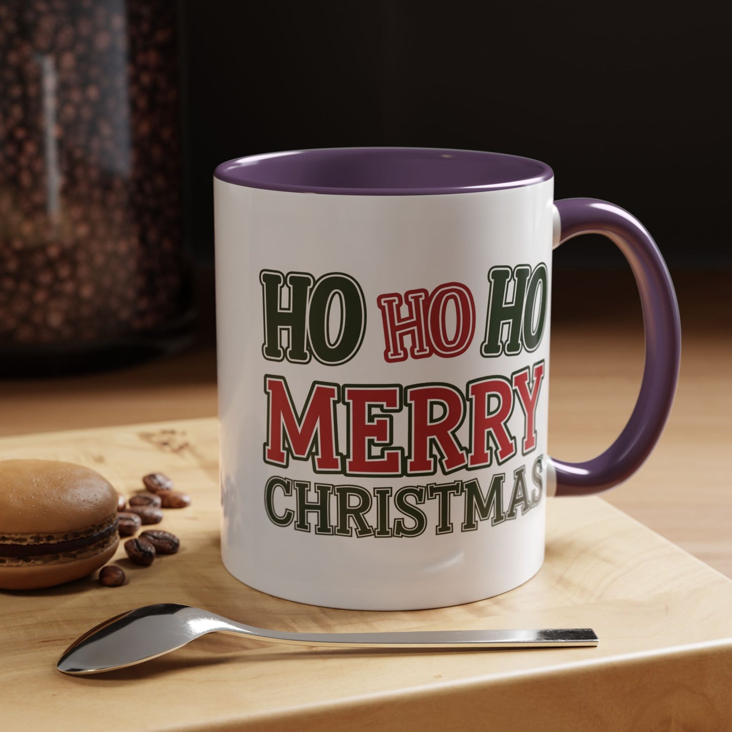 Christmas Mug - Ho Ho Ho Merry Christmas Green & Red Text