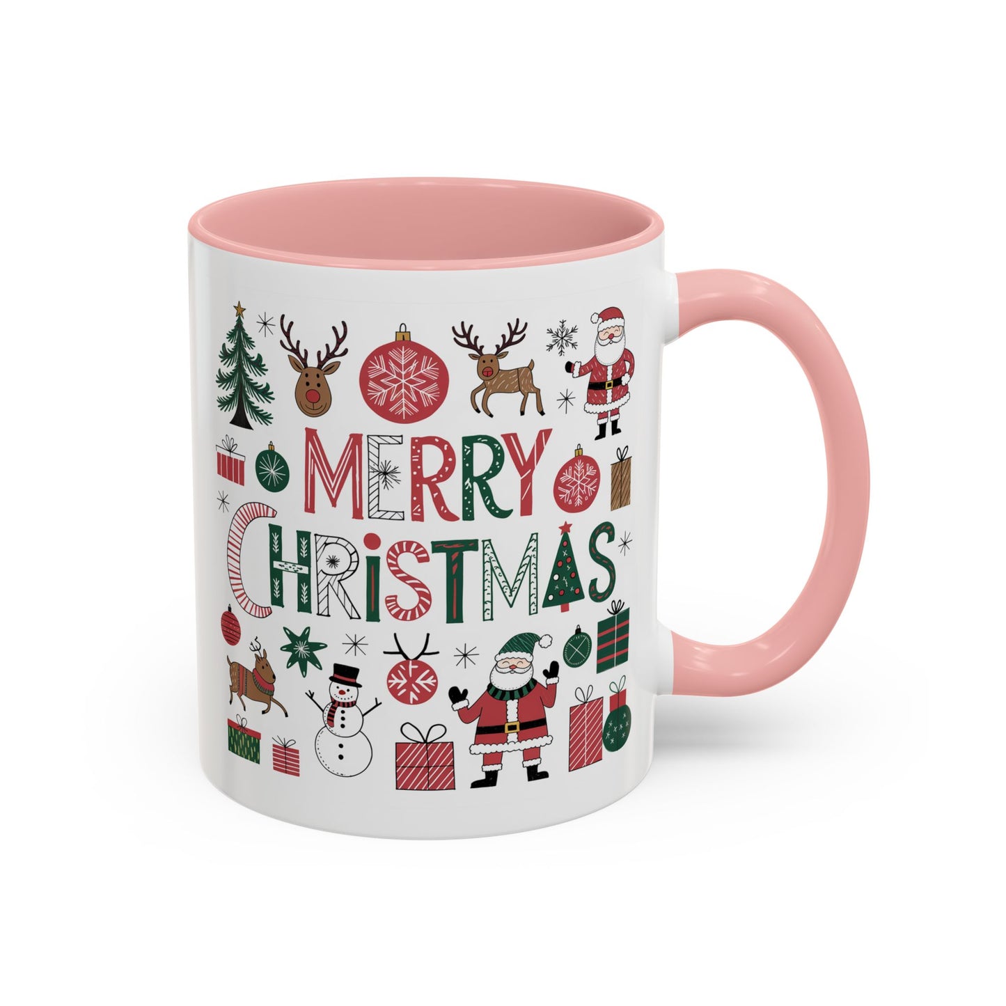 Christmas Mug - Merry Christmas Red White & Green Text Collage
