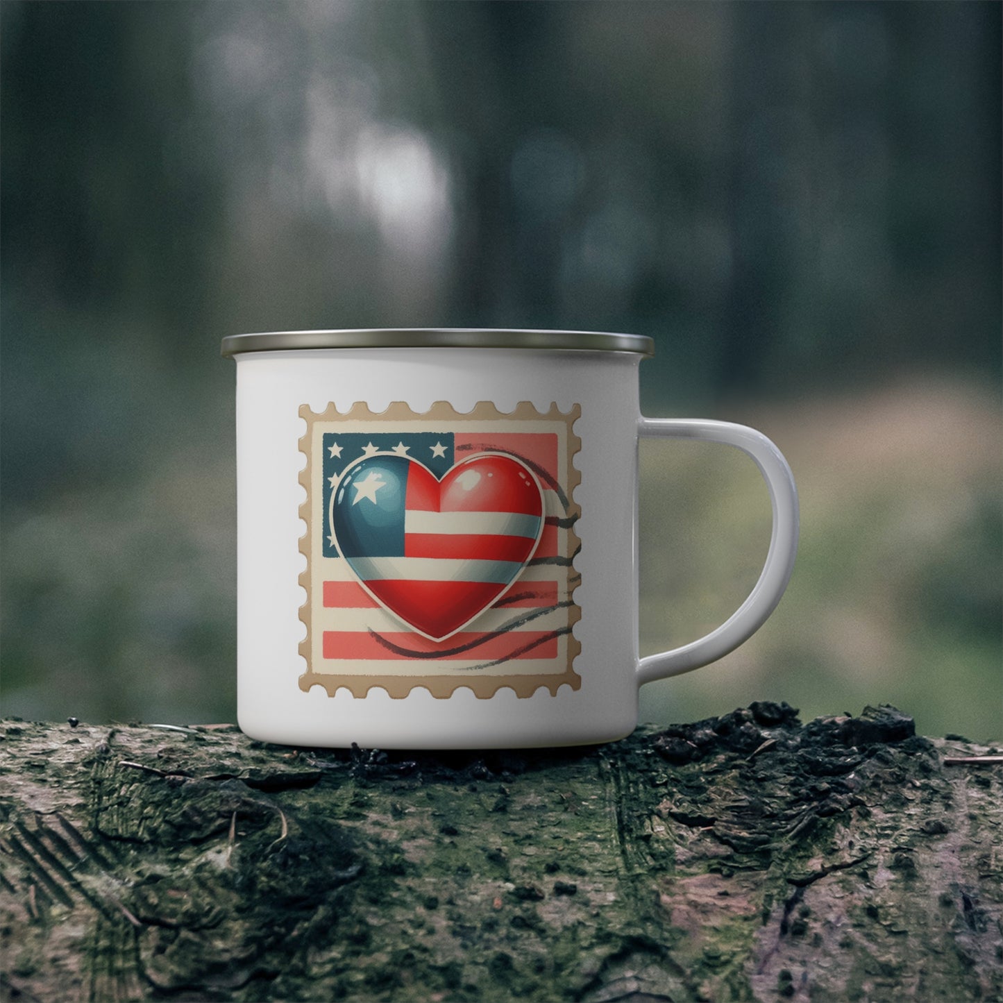 4th of July Mug - America Heart Stamp