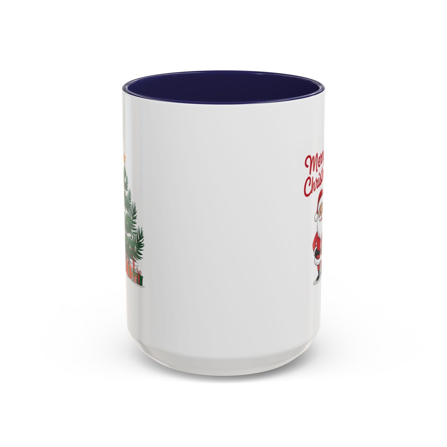 Christmas Mug - Merry Christmas Red Text Santa Tree Presents