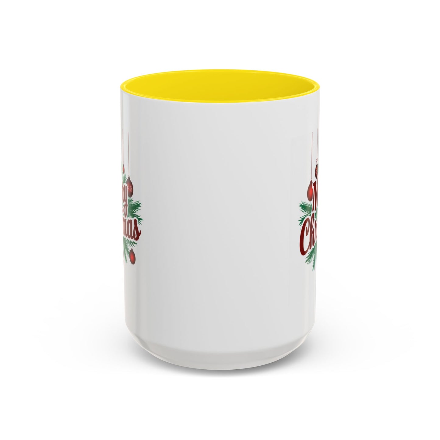 Christmas Mug - Merry Christmas Maroon Text Ornaments