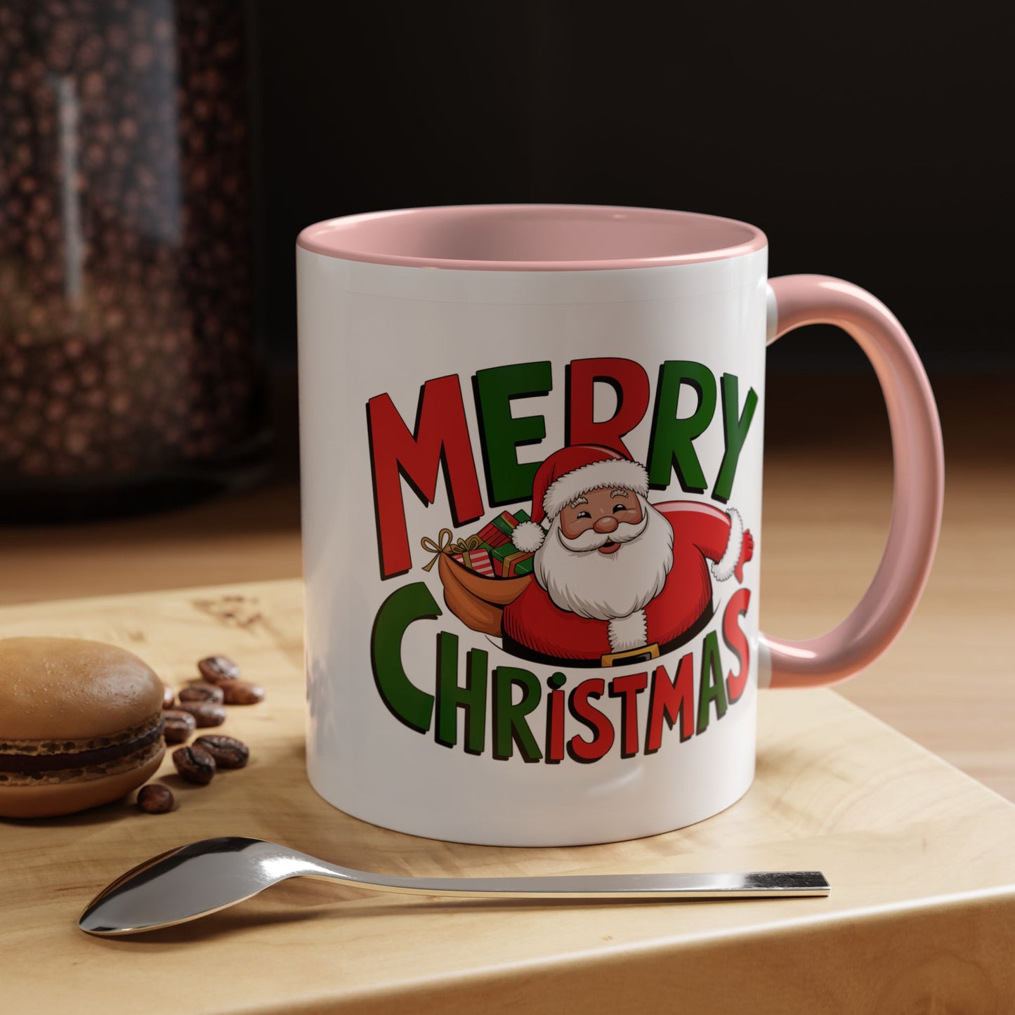 Christmas Mug - Green & Red Text Santa Presents