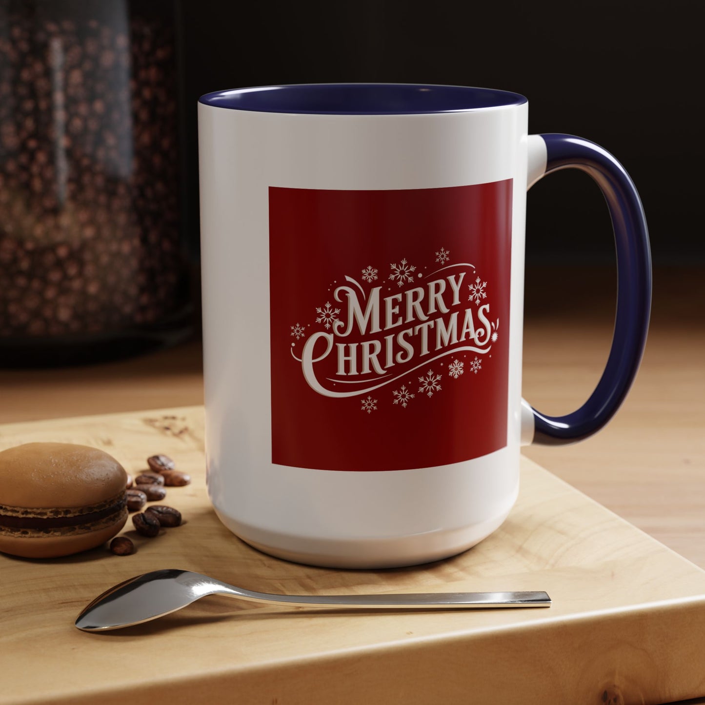 Christmas Mug - Merry Christmas White Text Maroon Background