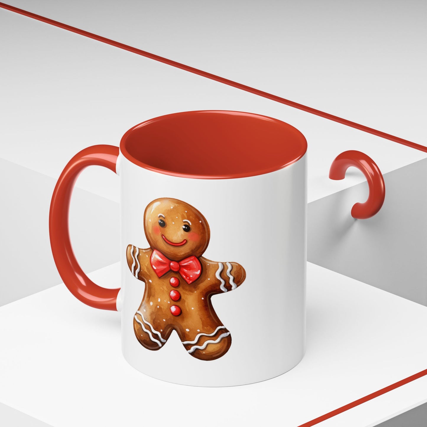 Christmas Mug - Gingerbread Man Red Bow