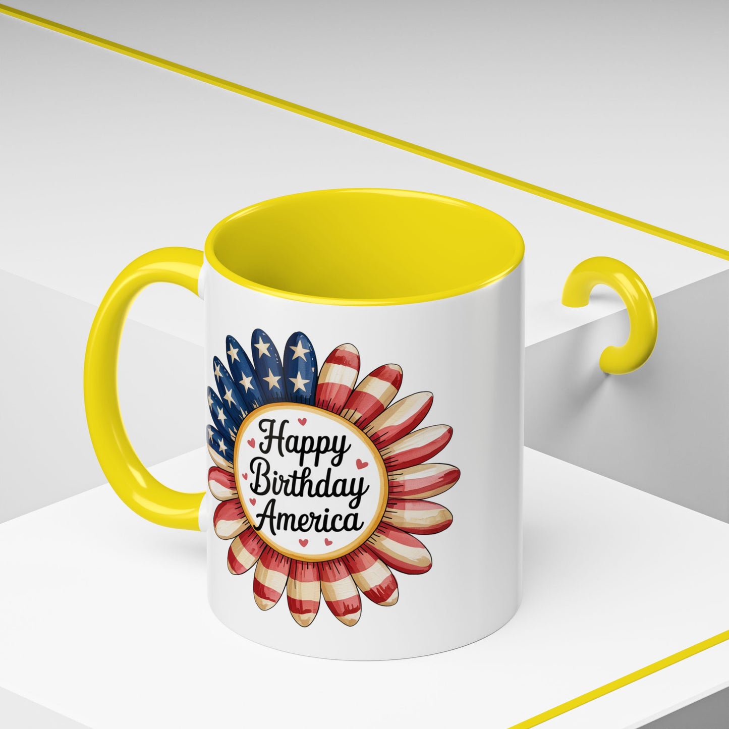 4th of July Mug - Happy Birthday America Sunflower