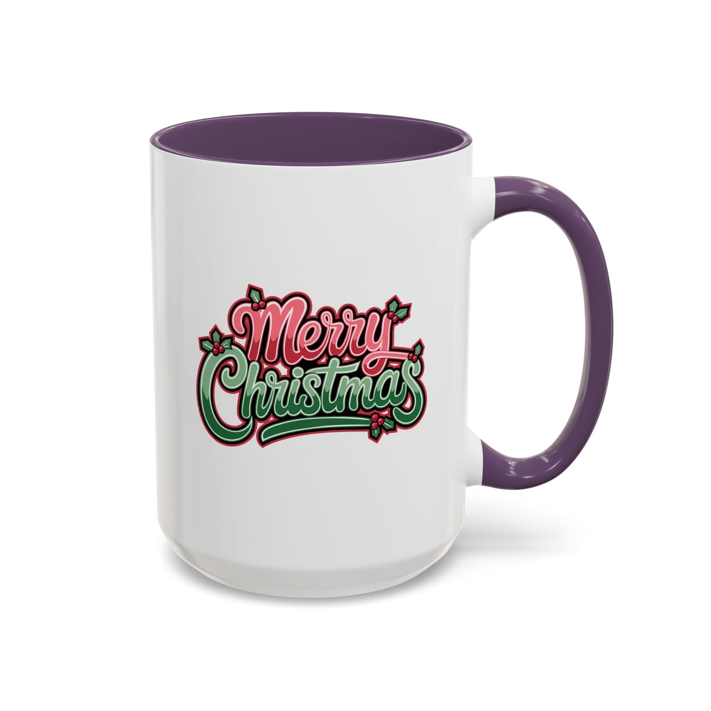 Christmas Mug - Merry Christmas Red & Green Text Mistletoe