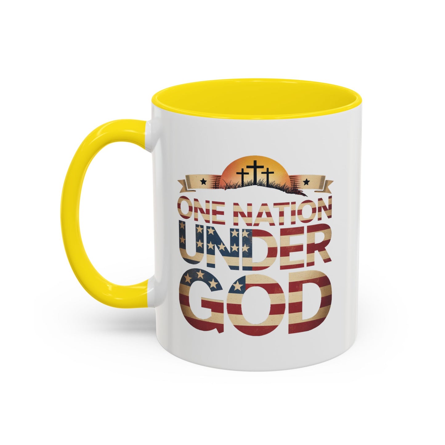 4th of July Mug - One Nation Under God Cross Flag