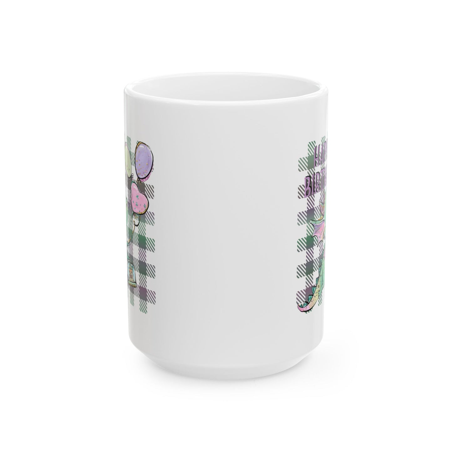Birthday Mug - Happy Birthday Dragon With Balloons