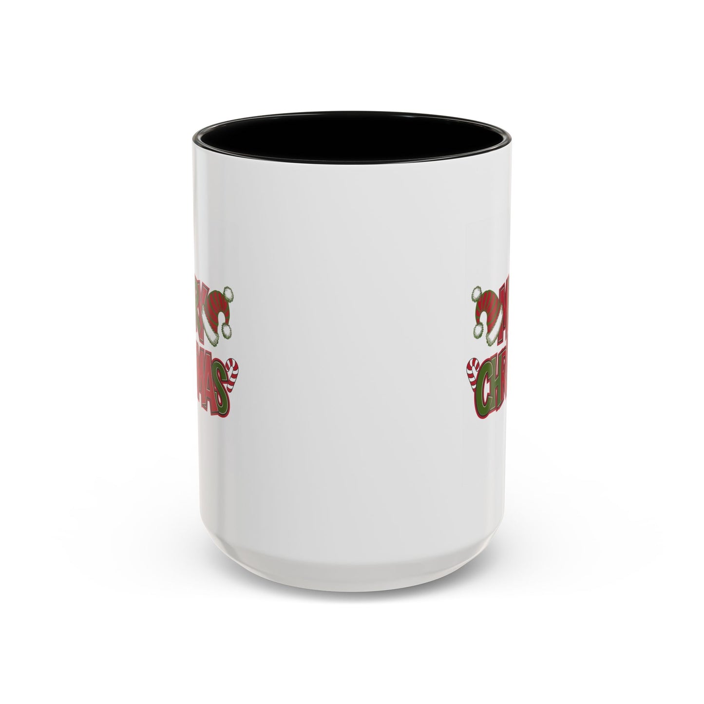 Christmas Mug - Merry Christmas Red & Green Text Hats Candy Canes