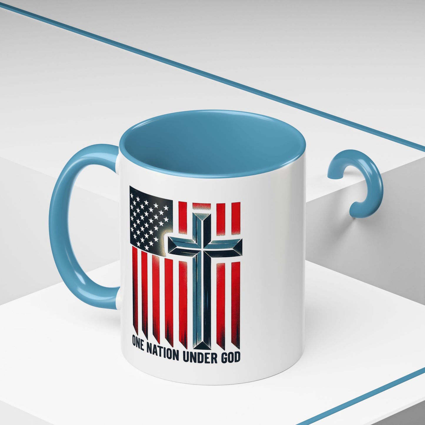 Religious Mug - One Nation Flag Cross