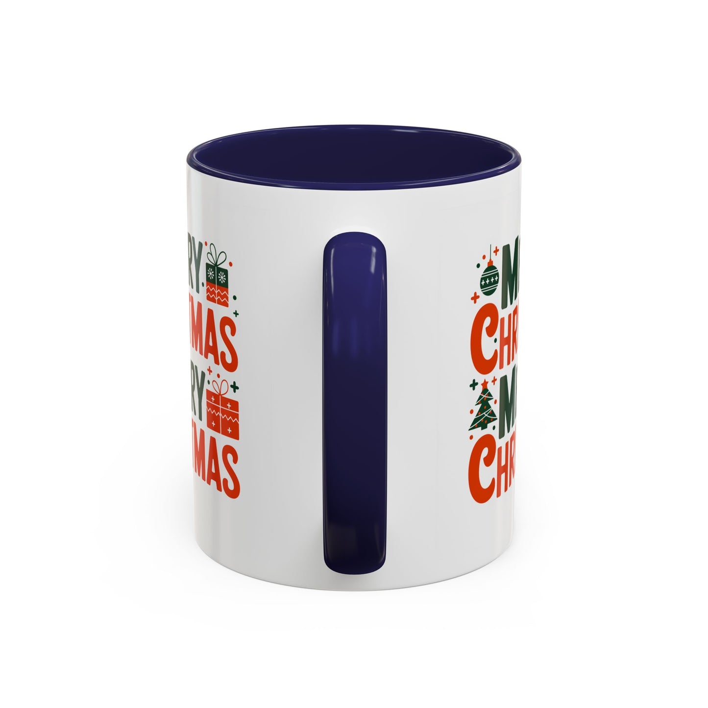 Christmas Mug - Green & Red Text Tree Presents