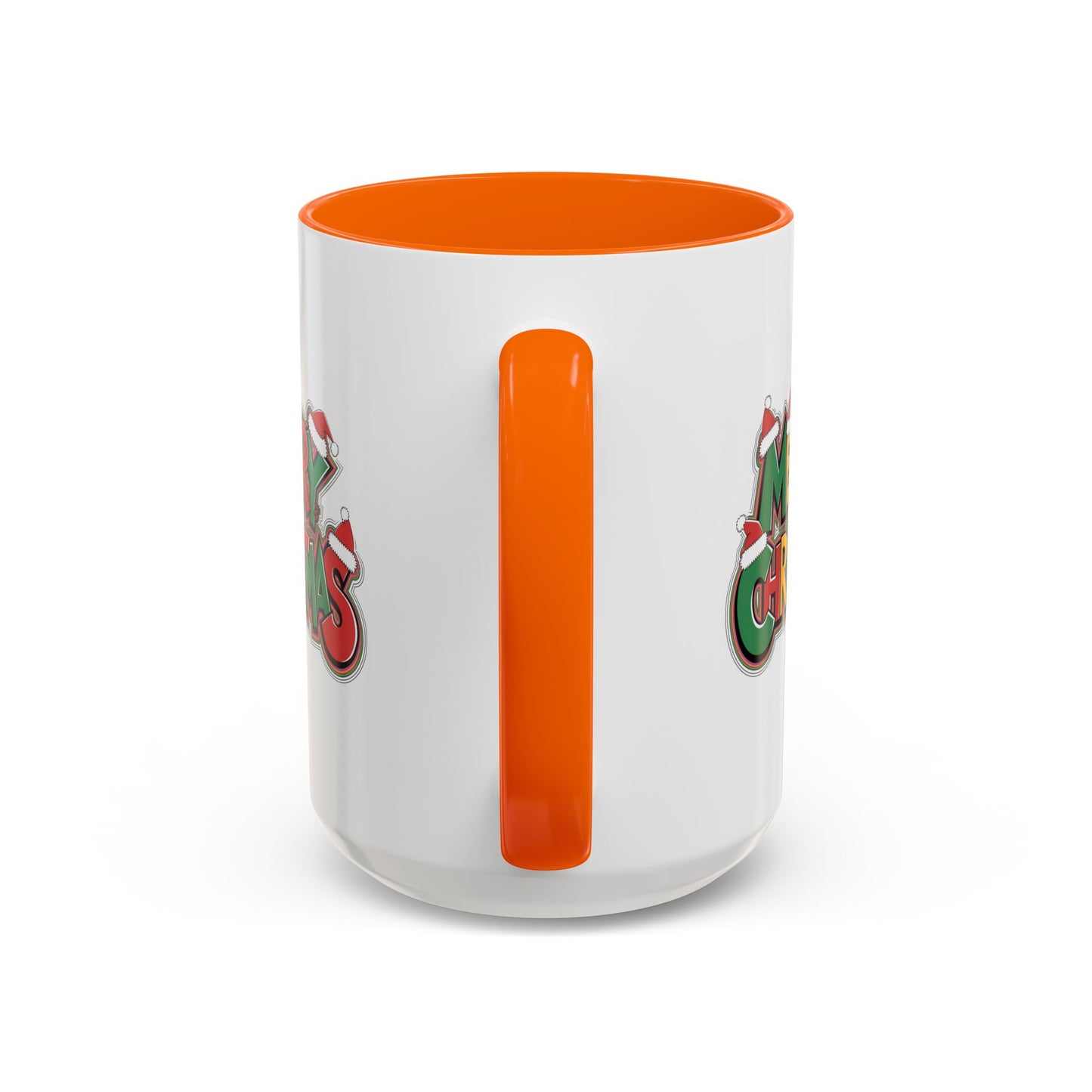Christmas Mug - Merry Christmas Green Yellow & Red Text Hats
