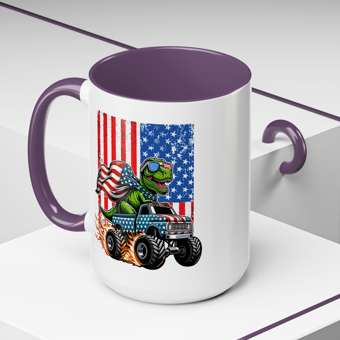 4th of July Mug - T Rex Riding Monster Truck