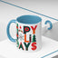 Christmas Mug - Happy Holidays Green Red & Blue Decorative Text