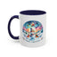 Christmas Mug - Merry Christmas Blue Text Snowman Star Reindeer