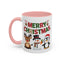 Christmas Mug - Red Green & Gold Text Reindeer Snowman Penguin