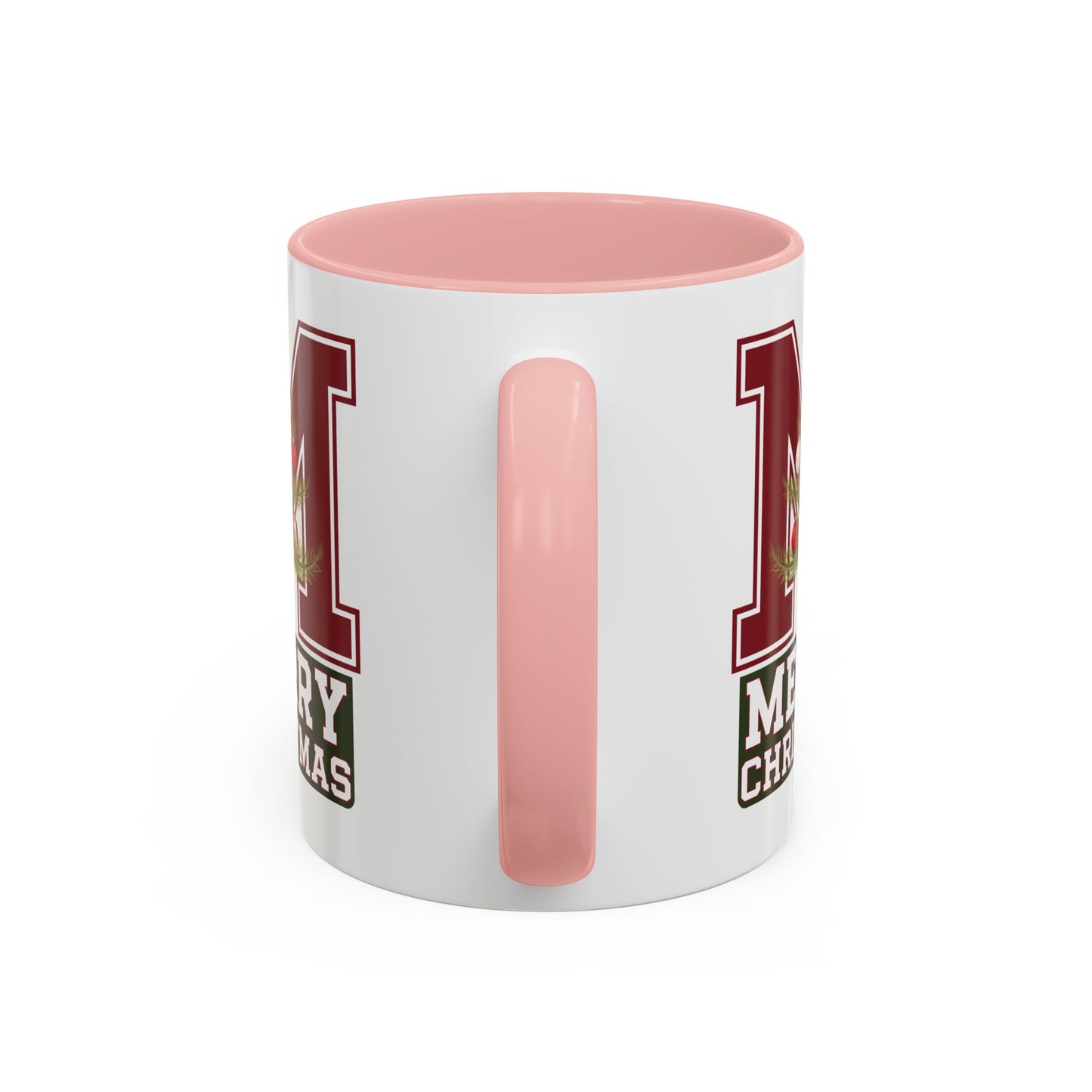 Christmas Mug - Merry Christmas White Green & Red College Text