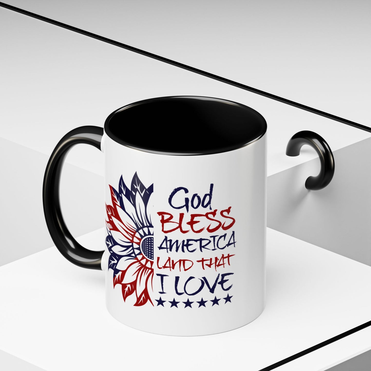 4th of July Mug - God Bless America Sunflower