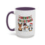 Christmas Mug - Red Green & Gold Text Reindeer Snowman Penguin