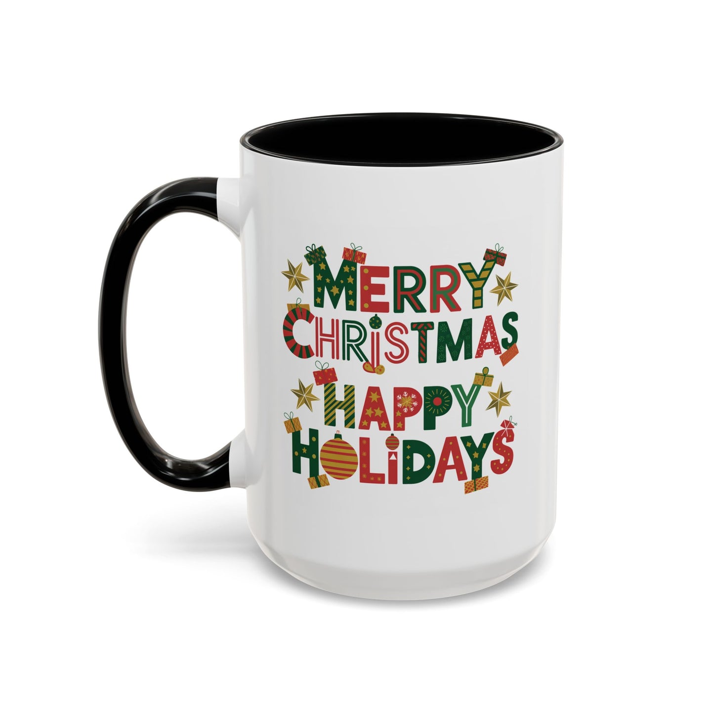 Christmas Mug - Merry Christmas Happy Holidays Decorative Text