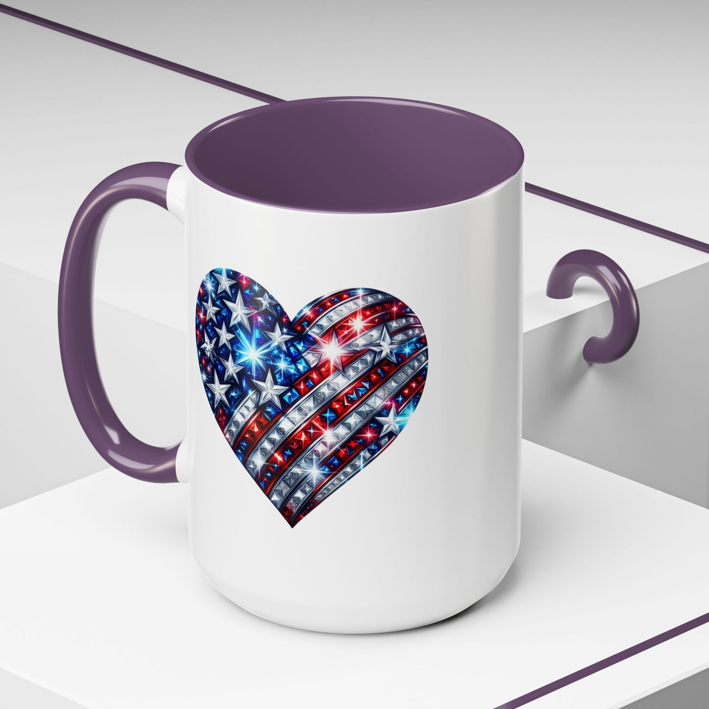 4th of July Mug - USA Sparkle Heart
