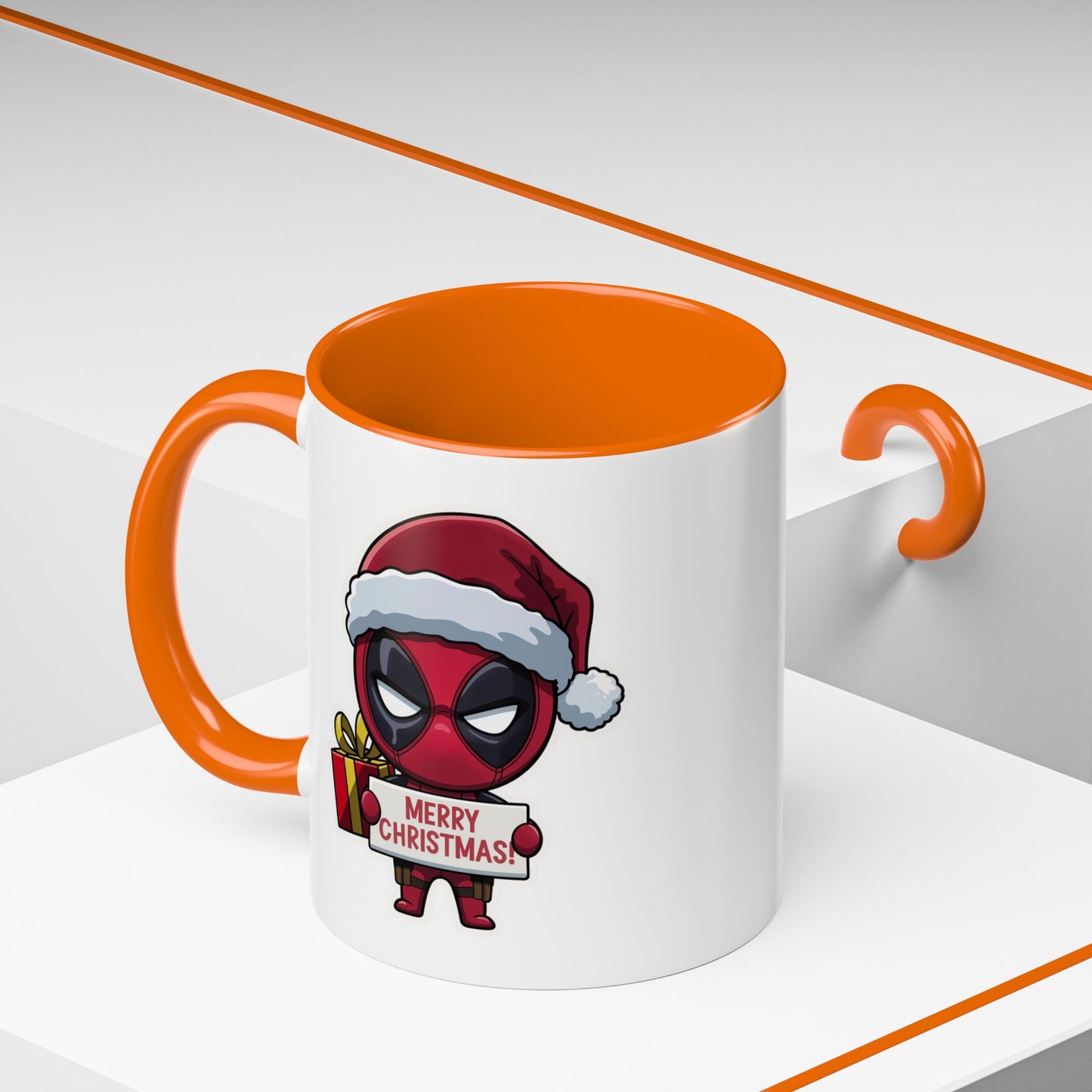 Christmas Mug - Merry Christmas Red Text Superhero