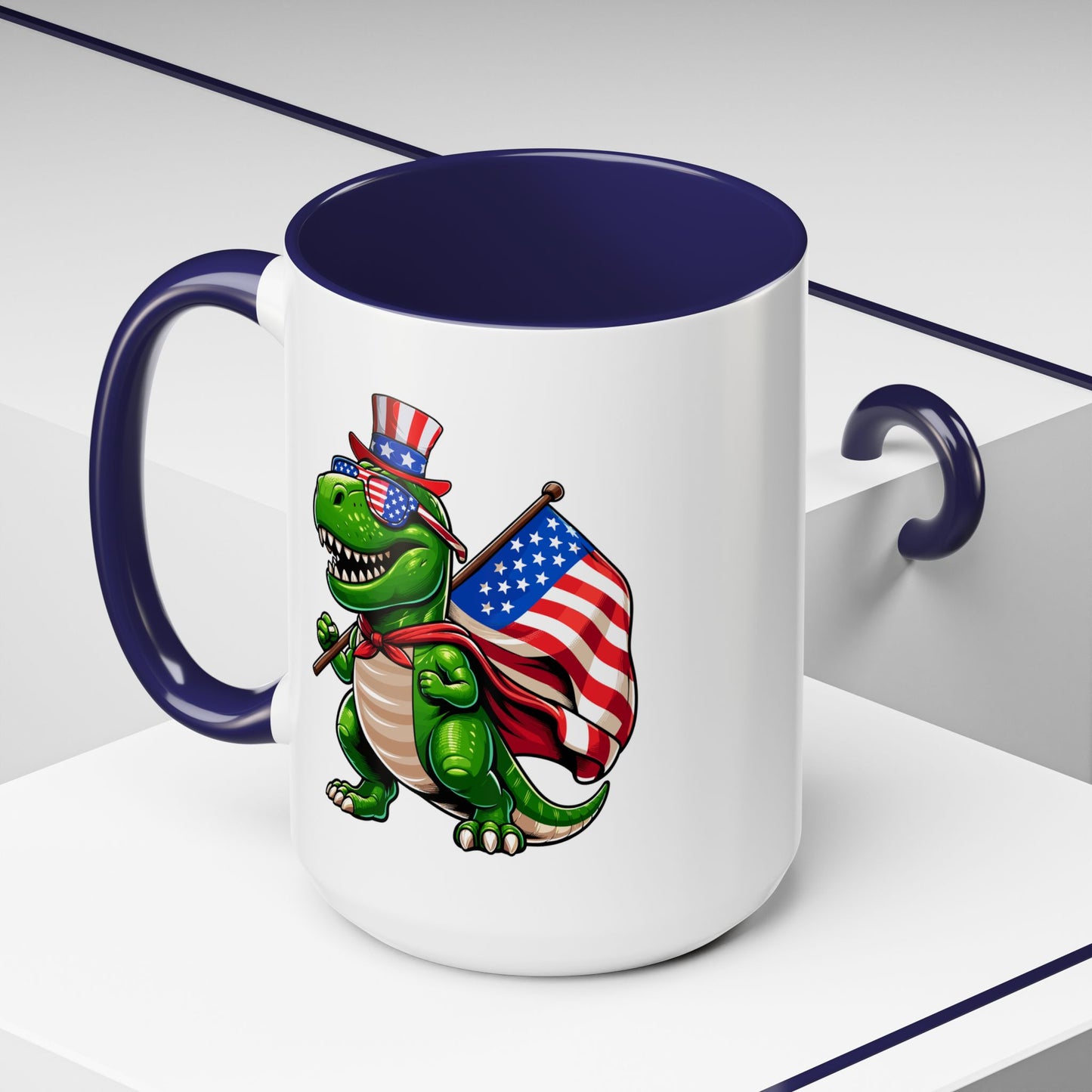 4th of July Mug - T Rex Dinosaur USA Flag