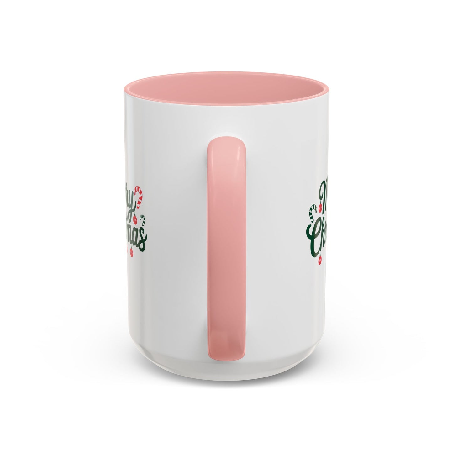 Christmas Mug - Merry Christmas Green Text Ornaments Candy Canes