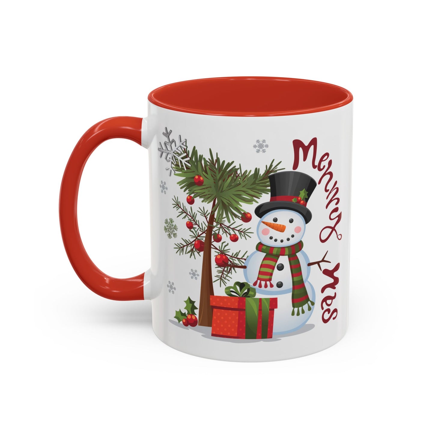 Christmas Mug - Merry Xmas Snowman Tree Present