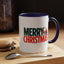 Christmas Mug - Merry Christmas Green & Red Text Santa Bag