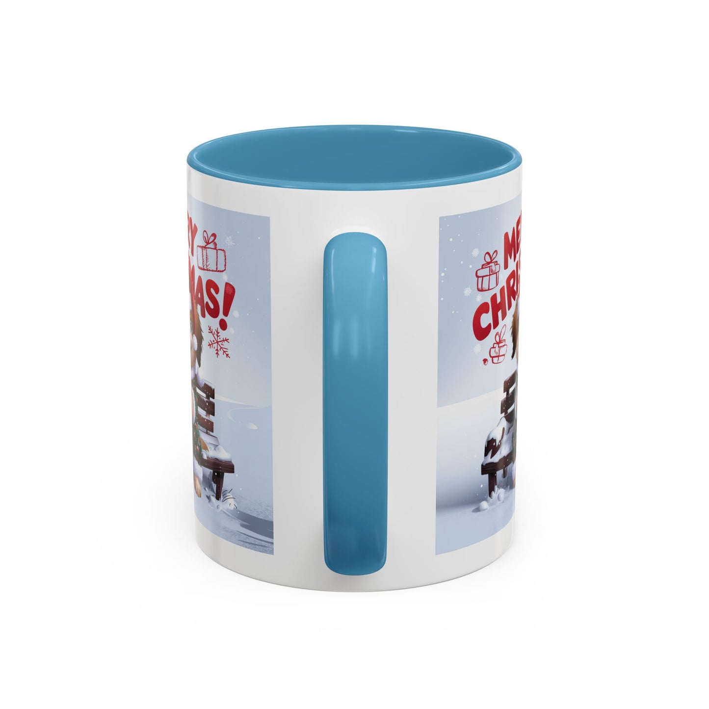 Christmas Mug - Merry Christmas Red Text Puppy Green Top 2