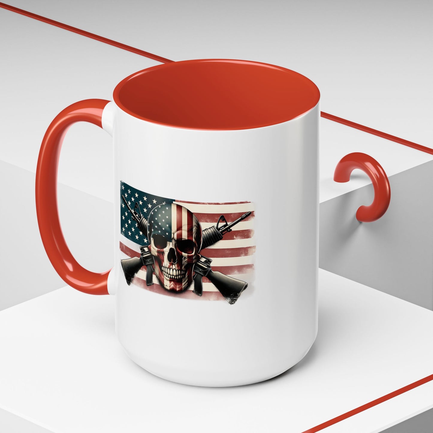 4th of July Mug - Skull Guns Flag