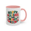 Christmas Mug - Happy Holidays and Merry Christmas Blue Green Yellow Red Text