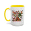 Christmas Mug - Happy Holidays Red Text Reindeer Santa Snowman Presents