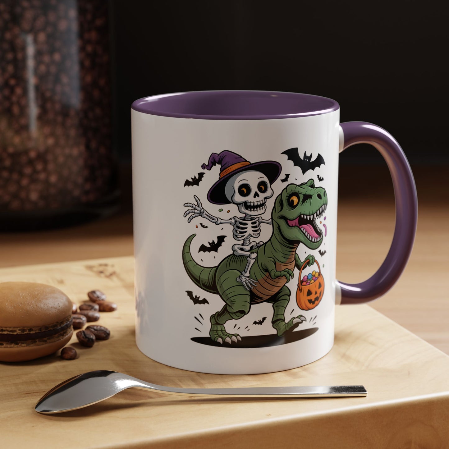 Halloween Mug - Skeleton Riding Dinosaur