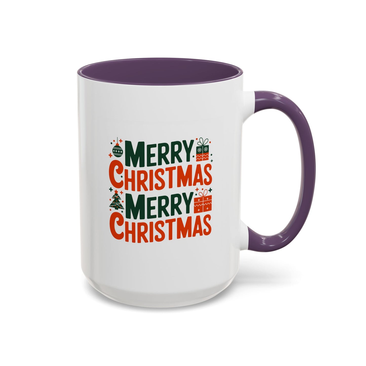 Christmas Mug - Green & Red Text Tree Presents